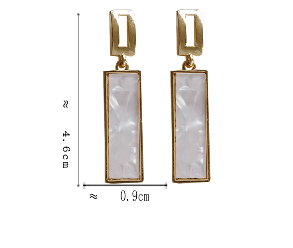 Square Earrings with Elegant Resin Inserts