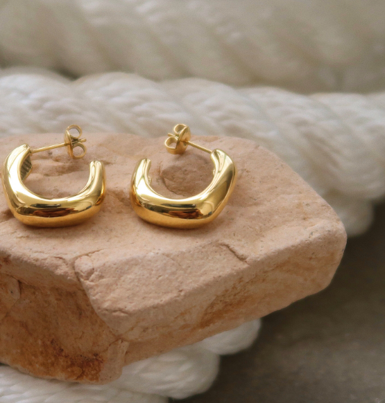 Chunky Gold Rectangle Earrings