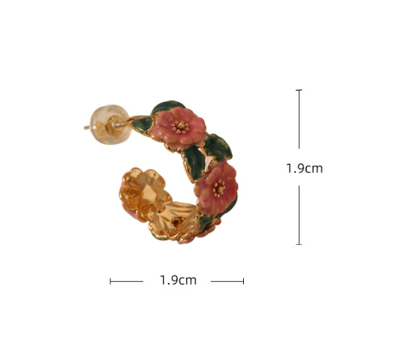 Camellia Enamel Drop Earrings
